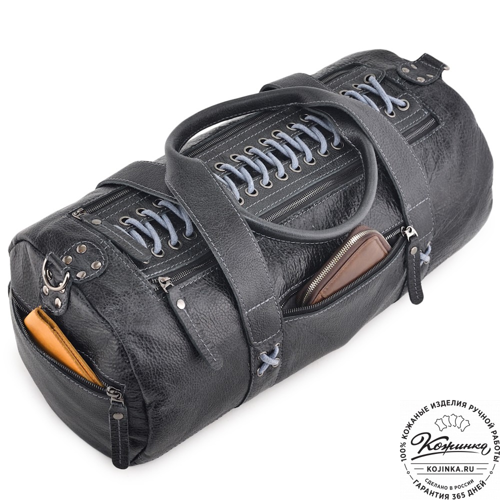  Кожаная сумка "Тайлер" (глянец черный)