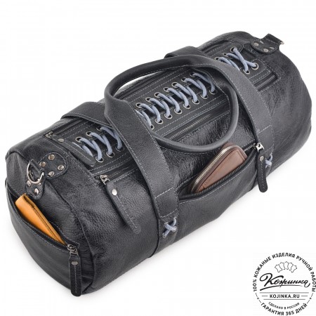  Кожаная сумка "Тайлер" (глянец черный)