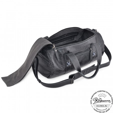  Кожаная сумка "Тайлер" (глянец черный)