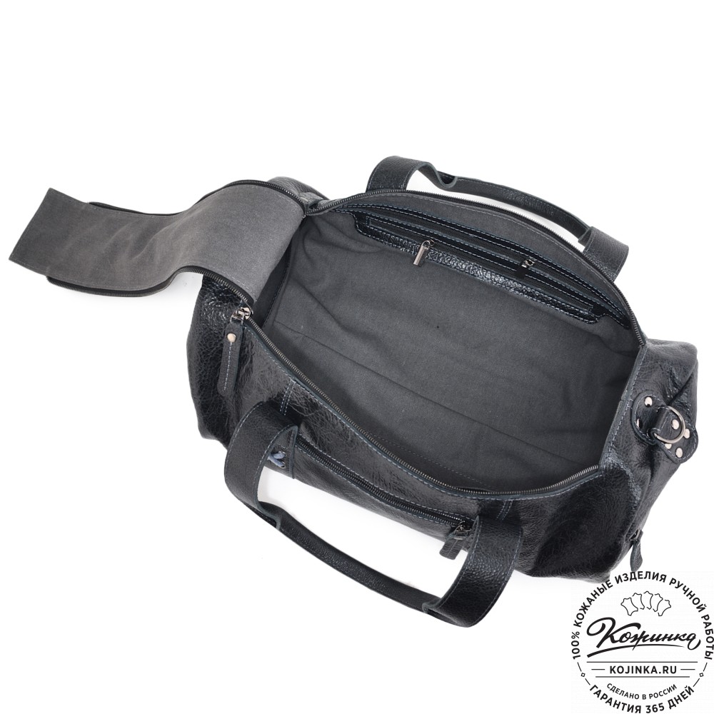  Кожаная сумка "Тайлер" (глянец черный)