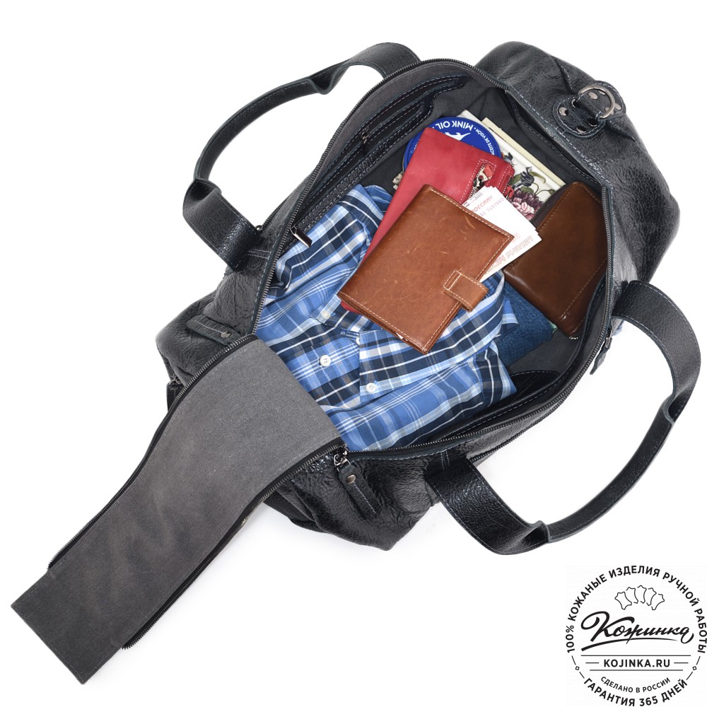  Кожаная сумка "Тайлер" (глянец черный)