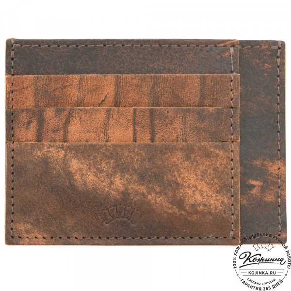 Кожаный футляр для карт "Мэри" (старение рыжий) . фото 1