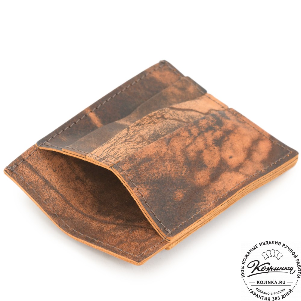 Кожаный футляр для карт "Мэри" (старение рыжий) 