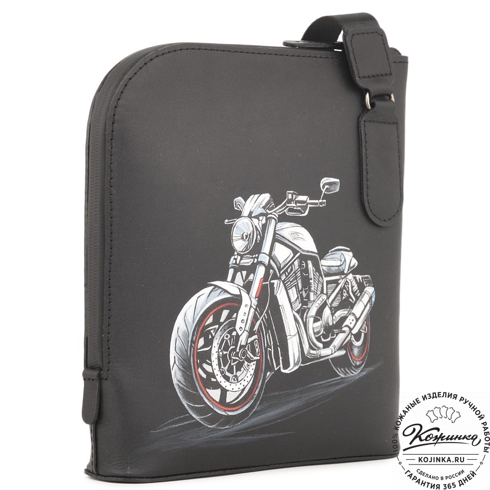  Кожаная сумка "Родос" "Мотоцикл" (черная)