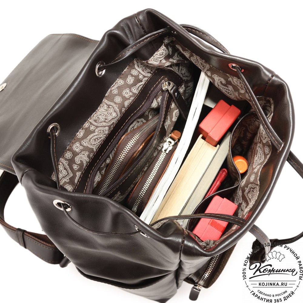 Женский кожаный рюкзак "Франческа" (темно-коричневый)