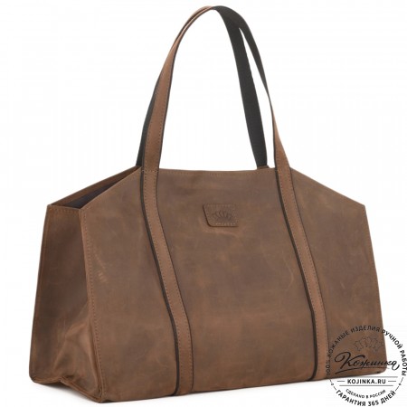 Кожаная шоппер-дровница "Родео" (темно-коричневый крейзи)