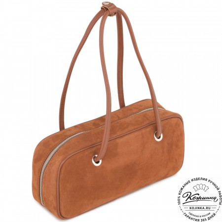Женская кожаная сумка "Тамань" велюр (рыжий)