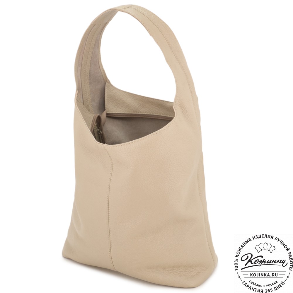 Женская кожаная сумка "Винтаж" с ключницей (серо-бежевый)