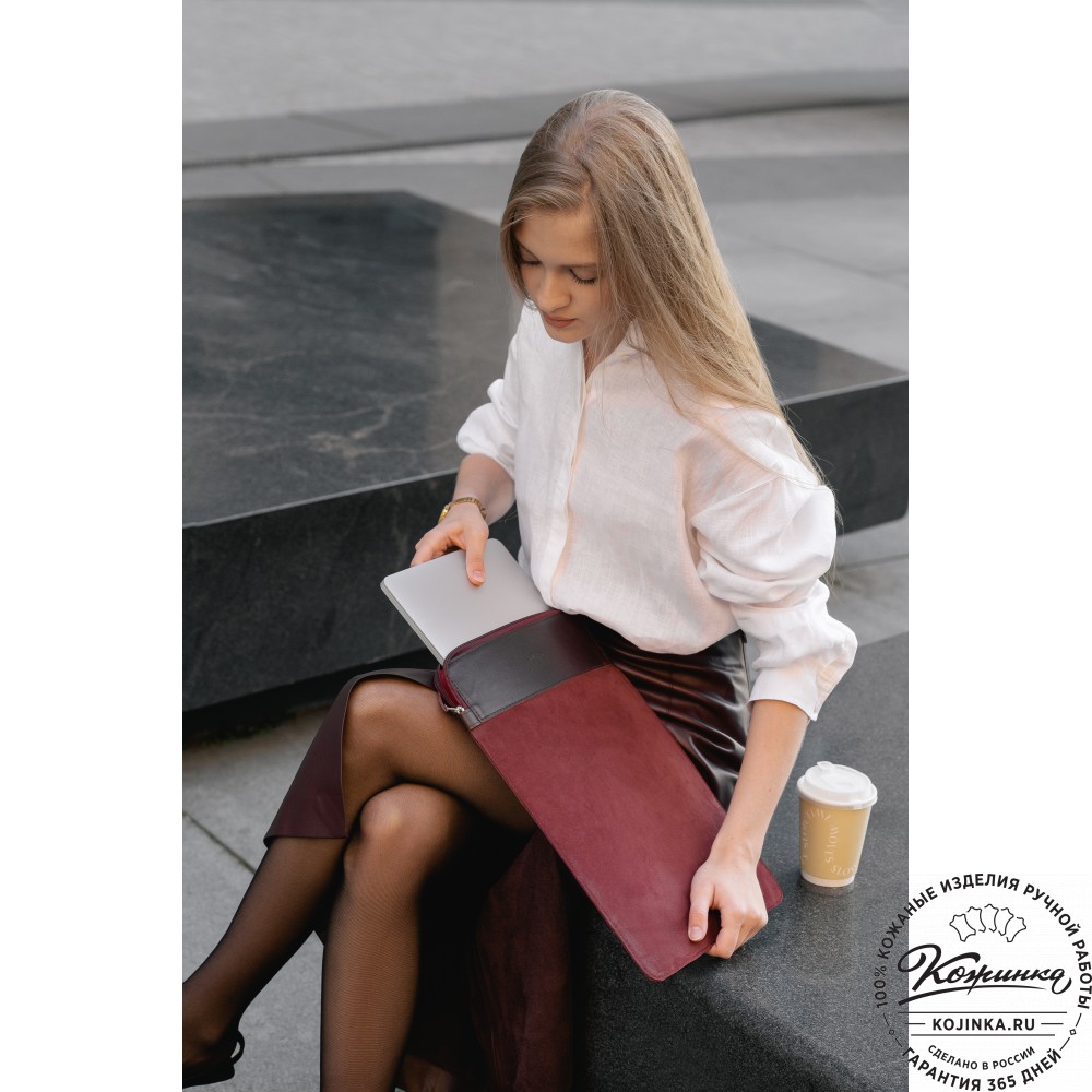 Чехол для ноутбука "Колизей" (велюр/кожа) рыжий