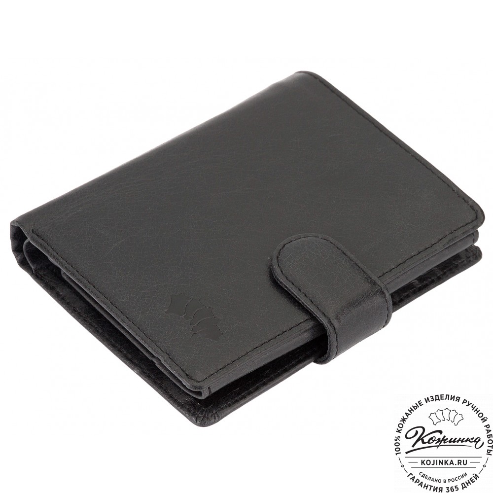 Кожаное портмоне "Пушкин" (чёрное)
