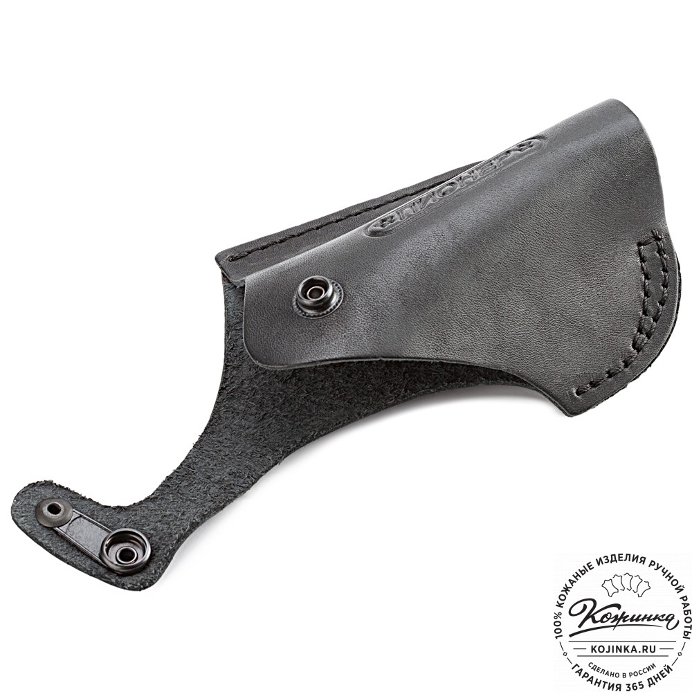 Кожаная поясная кобура  для пистолета "Пионер" (черная)