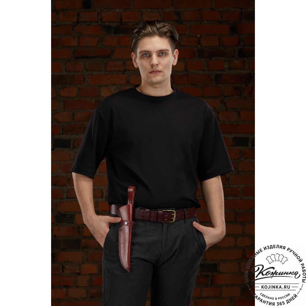 Кожаные ножны для ножа европейского типа  с длиной клинка 17 см (черные)