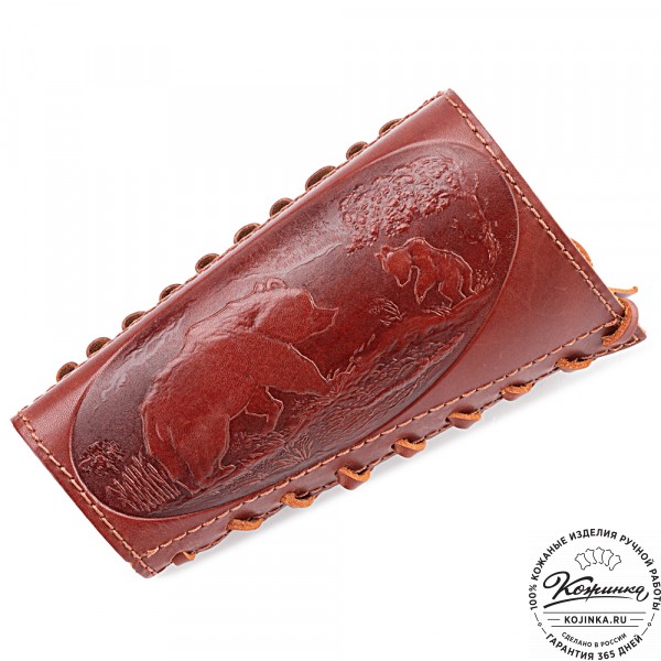 Кожаный патронташ на приклад двурядный - калибр 7,62 (коньяк). фото 1