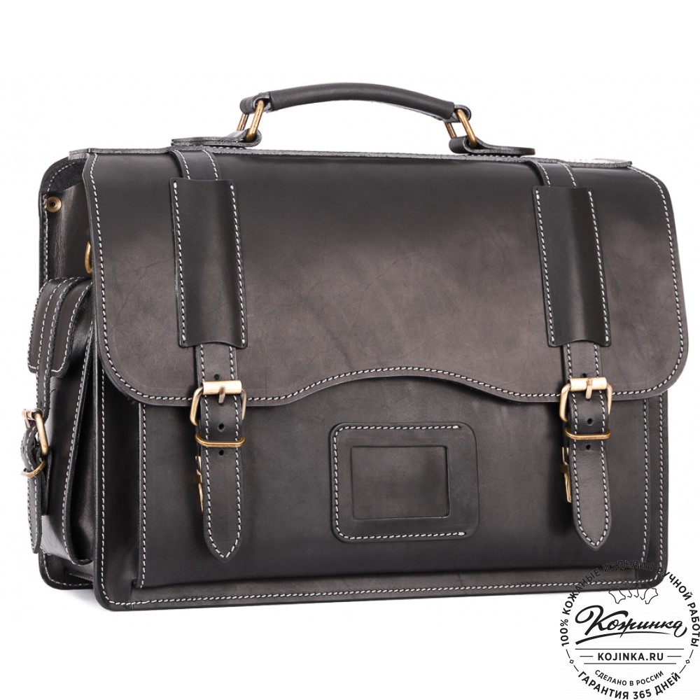 Кожаный портфель-кофр "Адъютант" (чёрный)