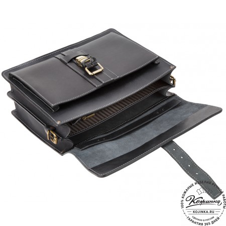 Мужской кожаный портфель "Премьер" (чёрный)