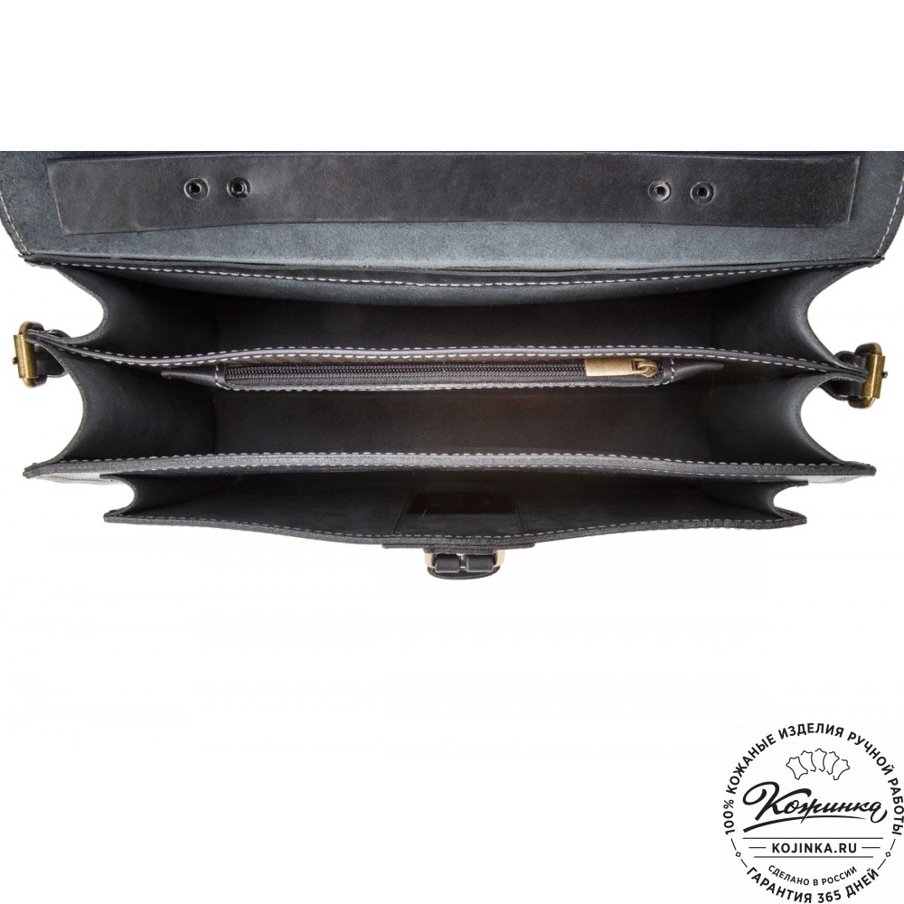 Мужской кожаный портфель "Премьер" (чёрный)