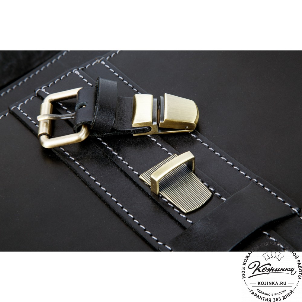 Мужской кожаный портфель "Премьер" (чёрный)