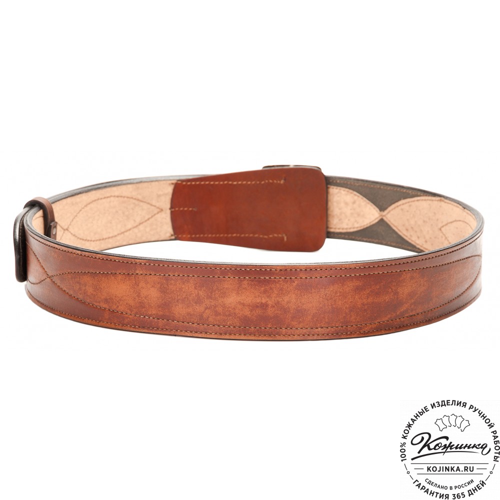 Кожаный мужской ремень "Комбат" (коричневый)