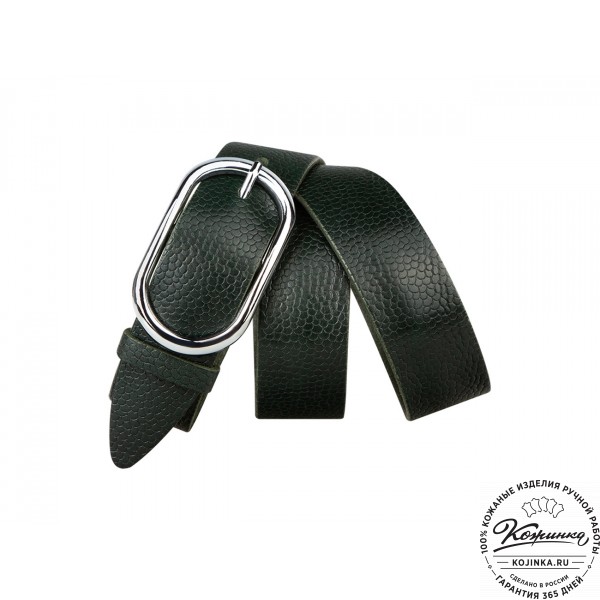 Кожаный ремень B40-1302 (зелёный). фото 1
