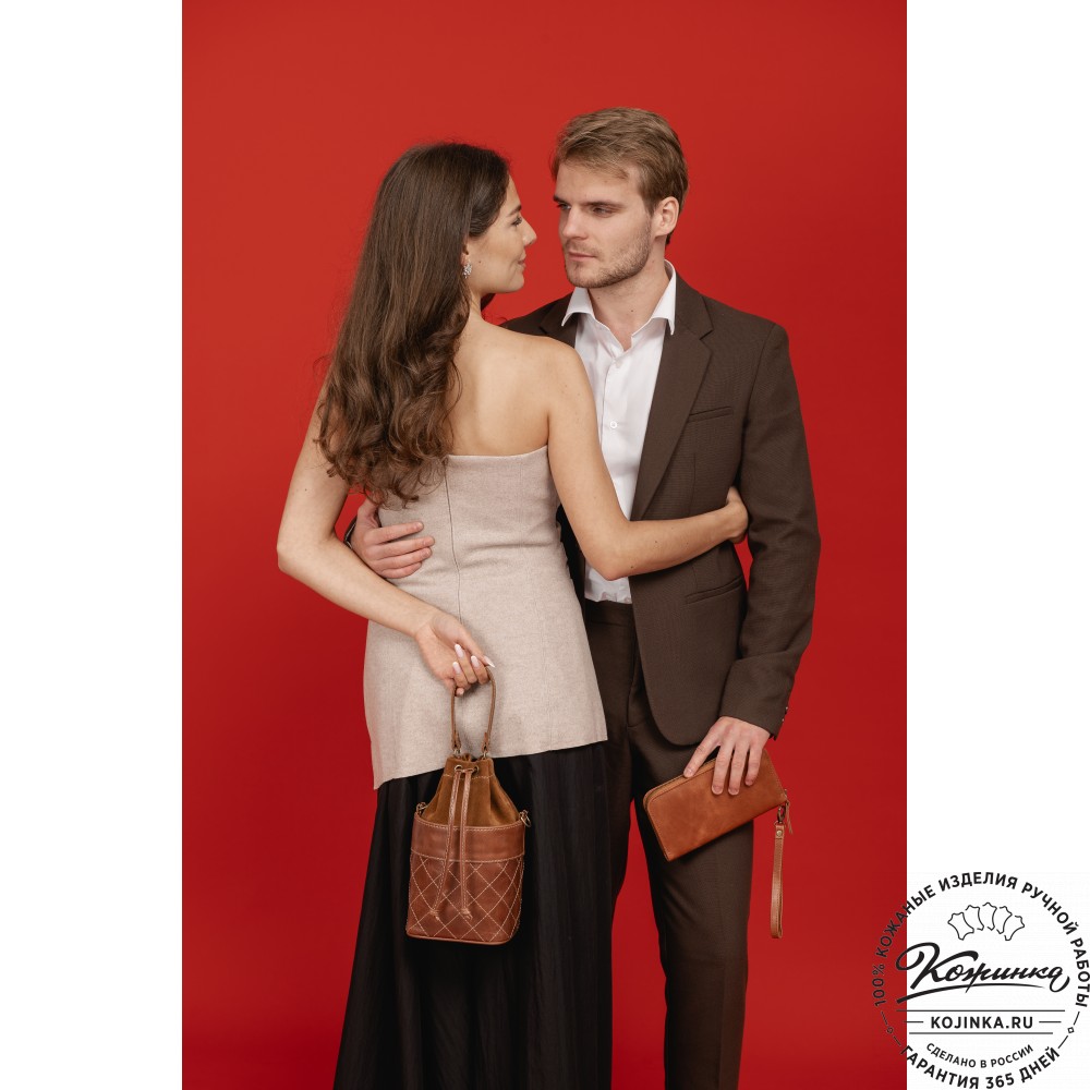 Женская кожаная сумка "Жизель" (коричневый)