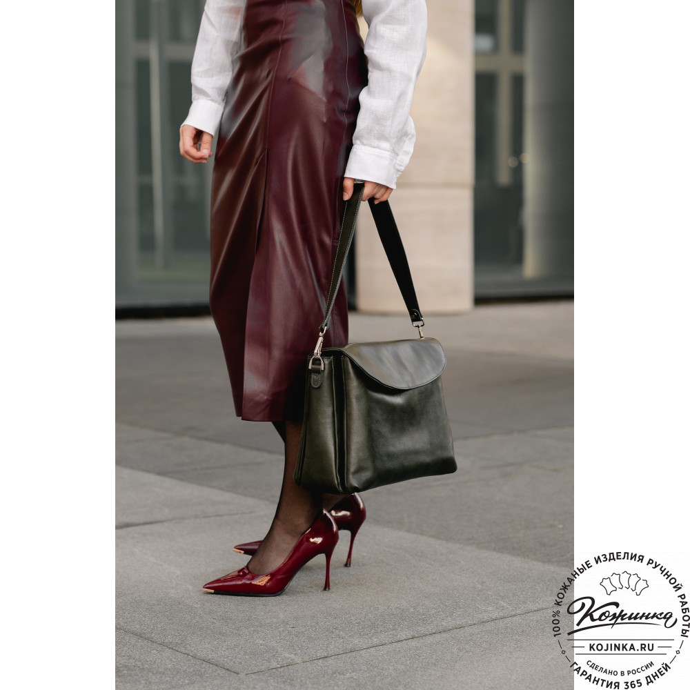 Кожаная женская сумка "Кейт" (чёрная)