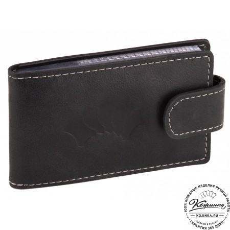 Кожаная визитница Одесса (черная)