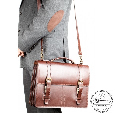 Деловой кожаный портфель "Увертюра" (коричневый)