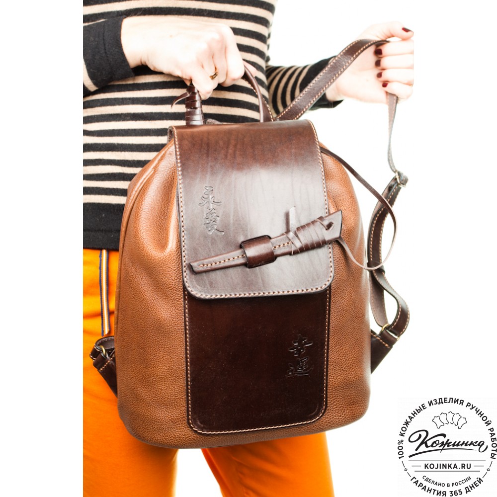 Женский кожаный рюкзак "Гейша" (коричневый)