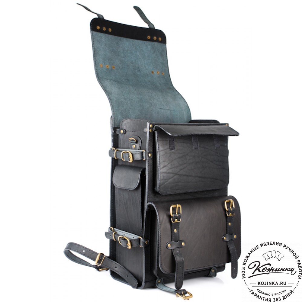 Мужской кожаный рюкзак "Легион" (чёрный)