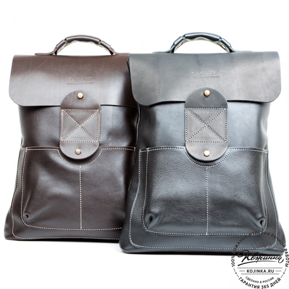 Кожаный рюкзак "Спэйс" (черный)