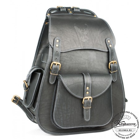 Мужской кожаный рюкзак "Байкер" (чёрный)