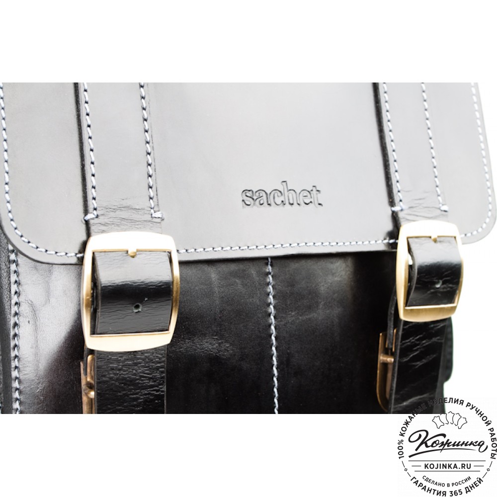 Мужской кожаный рюкзак "Следопыт" (чёрный)