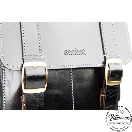 Мужской кожаный рюкзак "Следопыт" (чёрный)