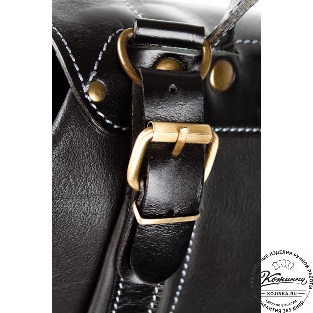 Мужской кожаный рюкзак "Следопыт" (чёрный)