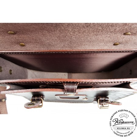 Кожаный портфель "Сатчел"  (тёмно-коричневый)