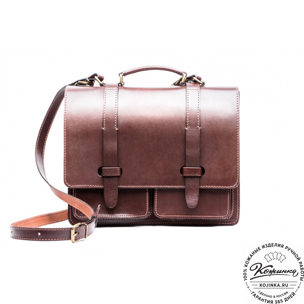 Деловой кожаный портфель "Сингл-Нью" (коричневый)