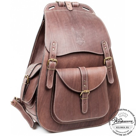 Мужской кожаный рюкзак "Байкер" (коричневый)