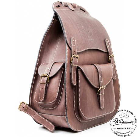 Мужской кожаный рюкзак "Байкер" (коричневый)