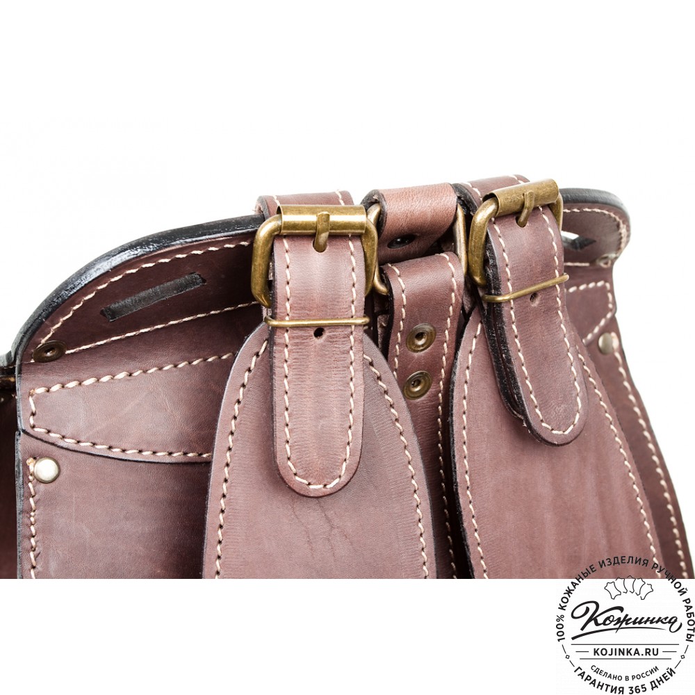 Мужской кожаный рюкзак "Байкер" (коричневый)