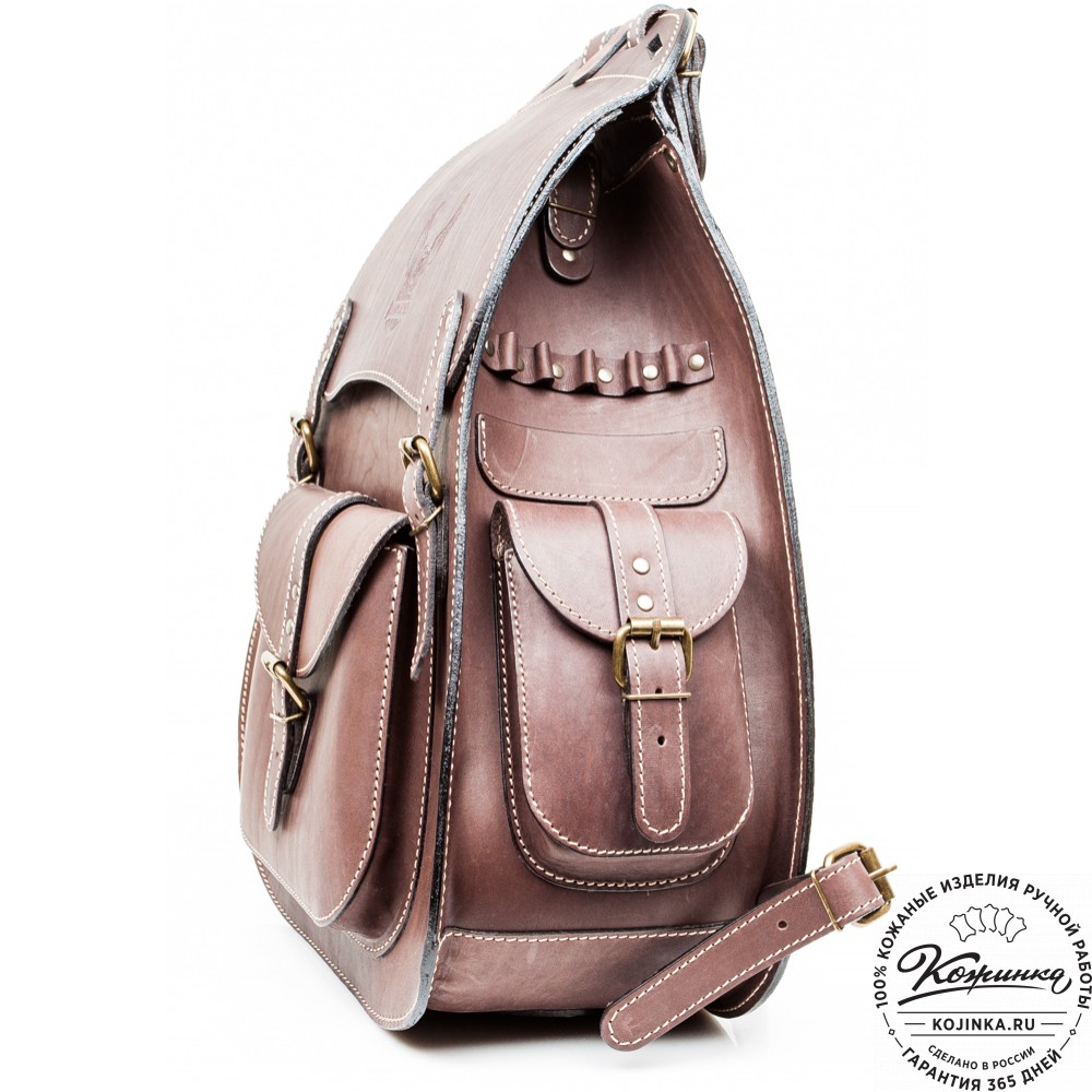 Мужской кожаный рюкзак "Байкер" (коричневый)