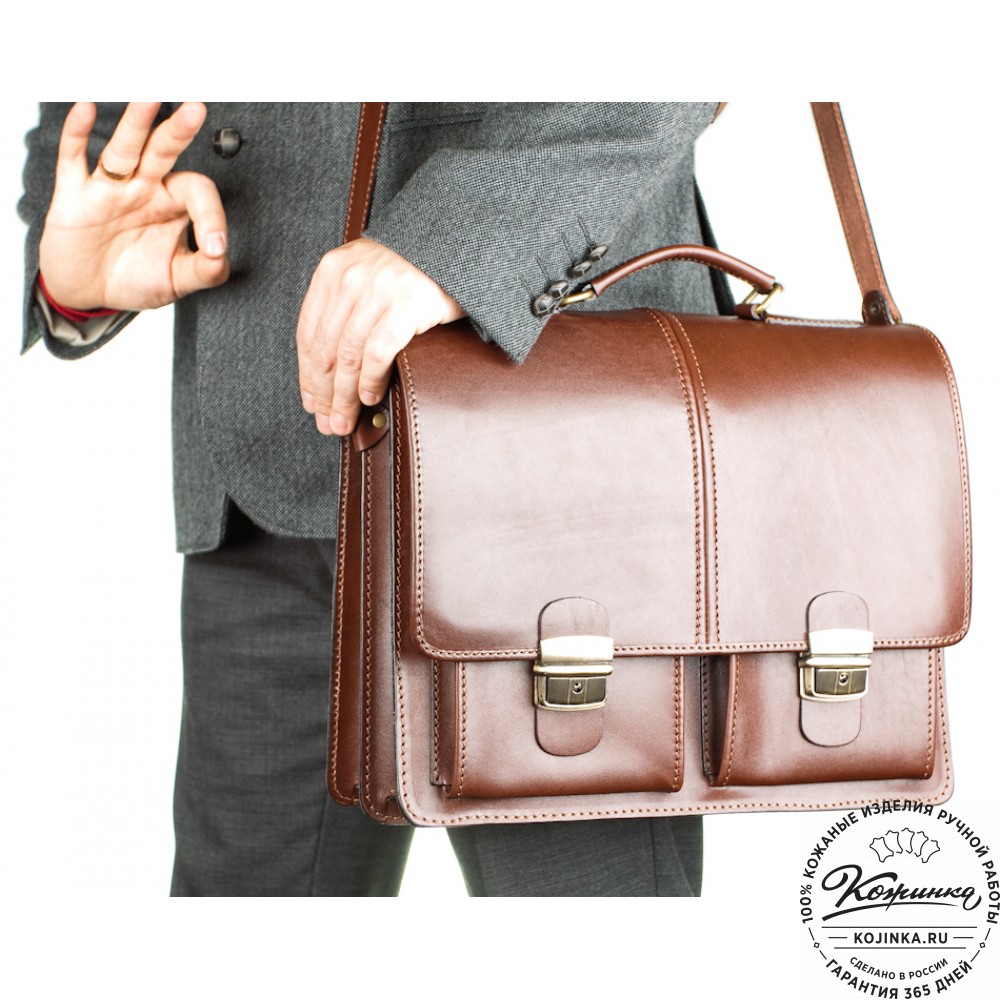 Кожаный деловой портфель "Адвокат-1" (коричневый)