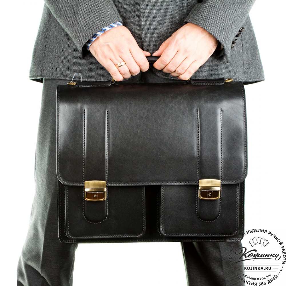 Мужской кожаный портфель "Престиж" (чёрный)