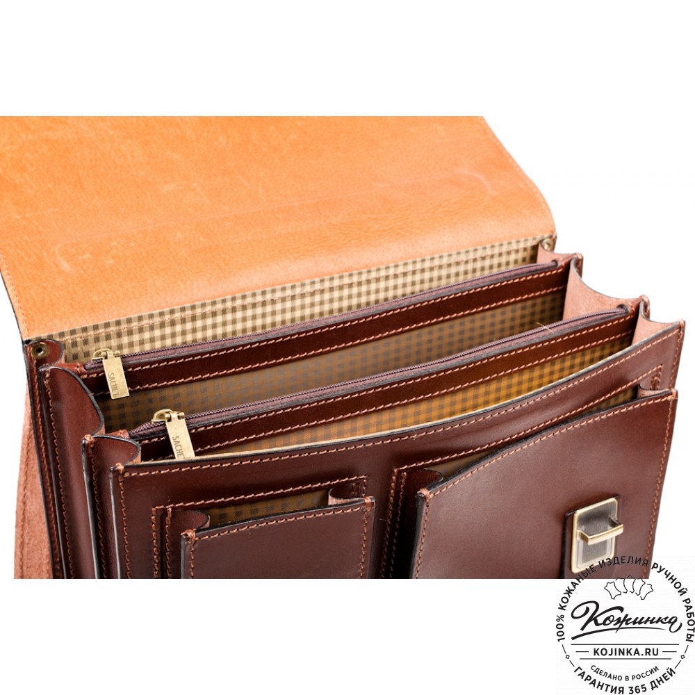 Мужской кожаный портфель "Оптима II" (коричневый)