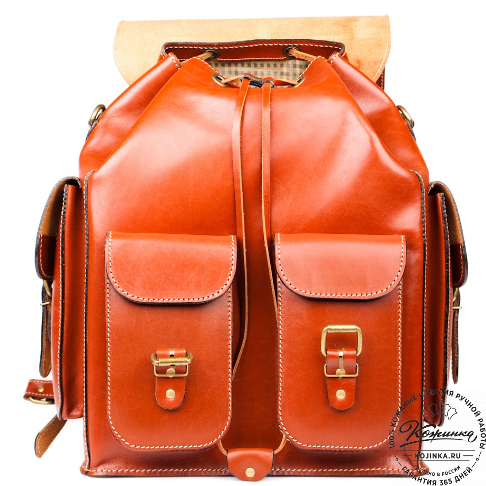 Кожаный рюкзак "Пехотинец" (Рыжий)