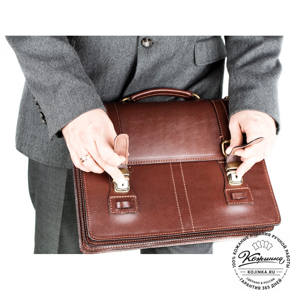 Деловой кожаный портфель "Увертюра" (коричневый)