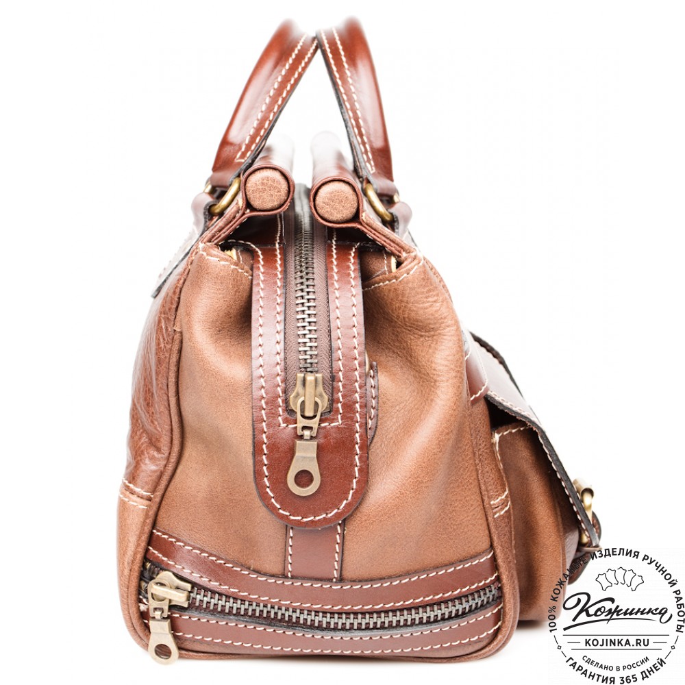 Кожаный дорожный саквояж "Малый" (коричневый)