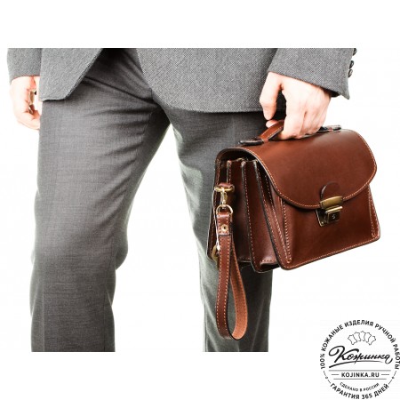 Кожаная барсетка "БС-Б1" (черная)