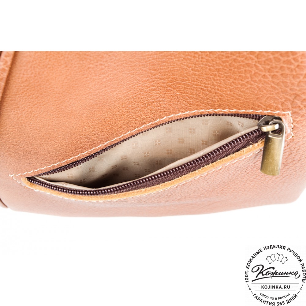 Кожаный рюкзак-сумка "Микки" (рыжий)