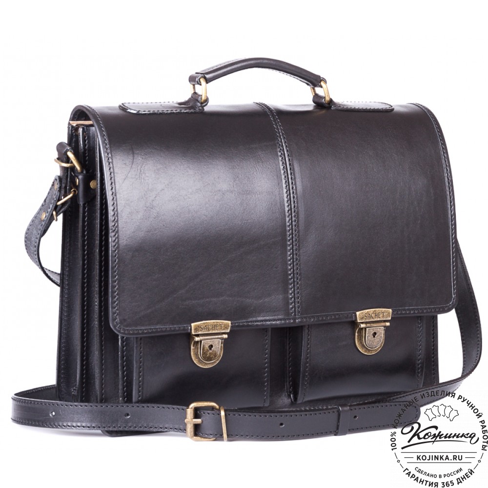 Кожаный деловой портфель "Адвокат-1" (черный)