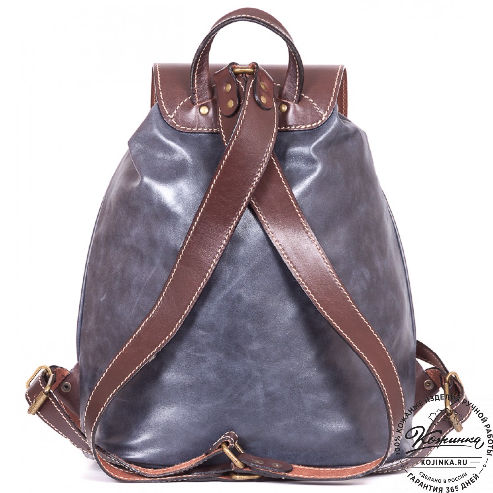 Кожаный рюкзак "Классик 2" (синий)